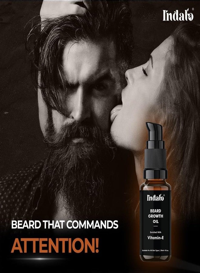 Indalo Beard Growth Oil - 30 ml | Vitamin E, Jojoba & Aloe Vera Enriched | Softens, Moisturizes & Promotes Growth | No Harmful Chemicals - Image 2
